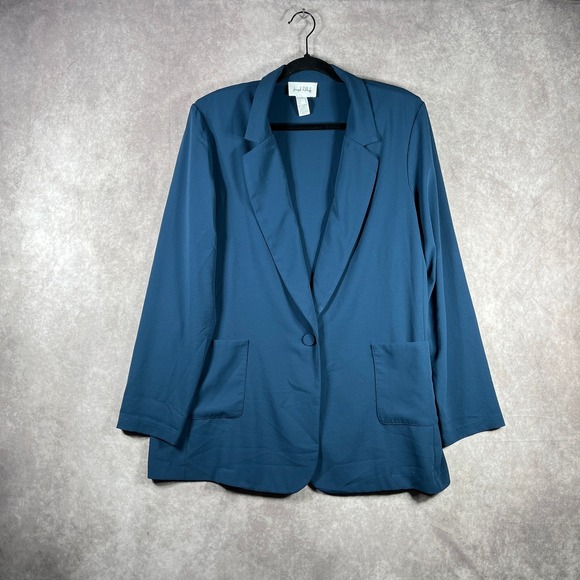 Joseph Ribkoff Blazer Jacket Womens Size 16 Blue One-Button Career Office Work - Picture 1 of 9